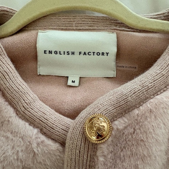 English Factory color block faux fur jacket cardigan medium - Picture 3 of 6